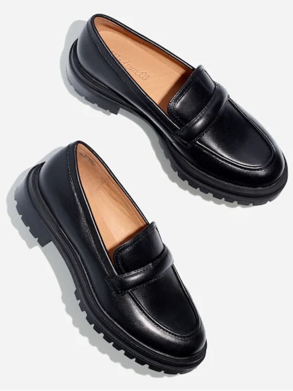 Madewell Bradley Lugsole Loafer Black Leather Chunky Slip On Womens Size 8 AS IS